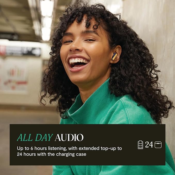 House of Marley Little Bird True Wireless Earbuds, Touch Controls, Built-in Mic, 24 Hours Playtime with Case, USB-C Quick Charge, Sustainable Materials, Movie and Gaming Mode (Blue)