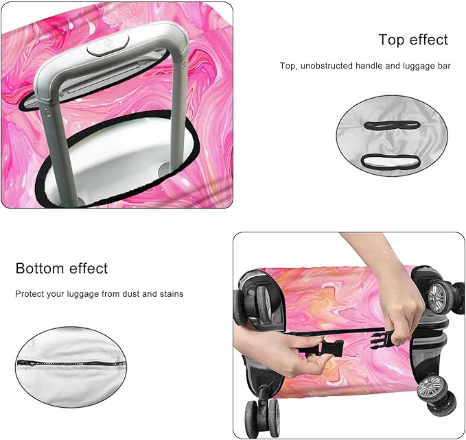 Pink Marble Luggage Cover Suitcase Protector Washable Anti Scratch Protective Sleeve Travel Accessories Baggage Wrap Fits 22-24 Inch Suitcase Covers and Luggage Skins for Travel Essentials