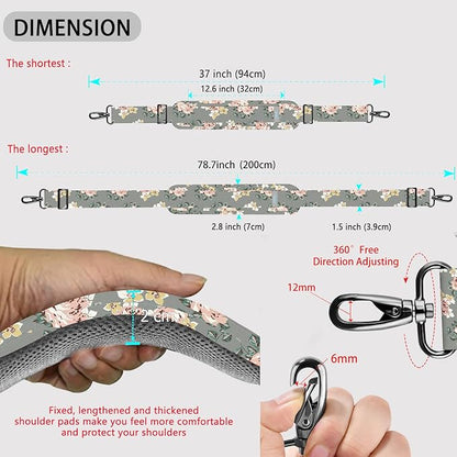 ZINZ 79 inch Shoulder Strap, Extra-thick Fixed Cushion Pad and Dual Clasps Universal Replacement Strap with Metal Swivel Hooks for Laptop Bags, Luggage Bags, Camera, Crossbody (200cm,Light Rose)