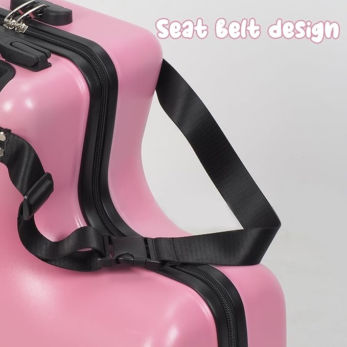 20" Ride on Suitcase for Kids, Kids Luggage with Seat Childrens' Carry Trolley Luggage with Lock & Safety Belt 360° Silent Wheels for Short Trips Pink