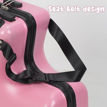 20" Ride on Suitcase for Kids, Kids Luggage with Seat Childrens' Carry Trolley Luggage with Lock & Safety Belt 360° Silent Wheels for Short Trips Pink