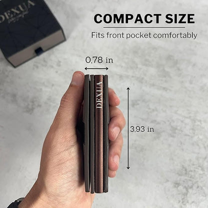 Mens Wallet, Premium Leather Slim Wallet, RFID Blocking Pop-Up Card Holder, Extra Credit Card Slots, Cash Slot, Magnetic Closure, Christmas Gift Ready Gift Box Included