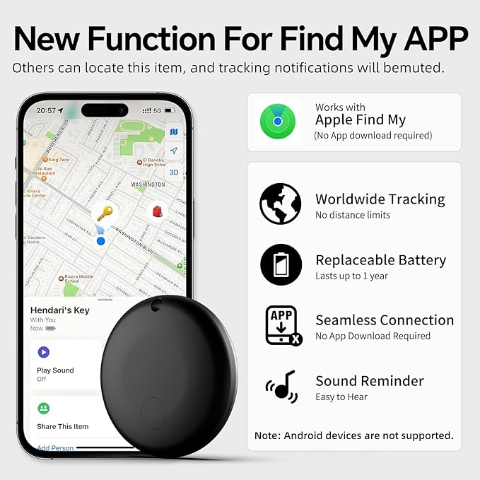 Air Tracker Tags 4 Pack, Seamlessly Works with Apple Find My (iOS Only),Multi-Use Item Finder for Keys/Wallets/Luggage/Backpacks/Suitcases–Organize & Secure Your Essentials (Not for Android)