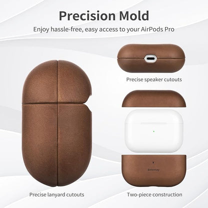 Belemay for AirPods Pro (1st Generation) Case, Compatible with MagSafe, Premium Crazy Horse Leather [Vintage Aesthetic] - Unique Patina - Comfort Grip - Compatible with AirPods Pro Case (2019), Brown