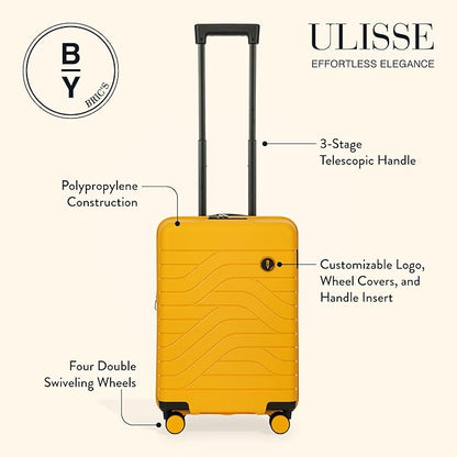 Bric's B|Y Ulisse Spinner Carry-On Suitcase, Lightweight Expandable Hard Shell Luggage with TSA Lock and Smooth 360° Wheels 21 Inch – Mango