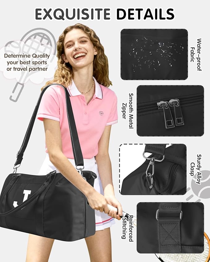 Initial Travel Duffel Bag Sports Gym Bag for Boys Teen Birthday Gifts,Black Personalized Weekender Bag Carry On Tote Bags for Men,Waterproof Overnight Luggage Bag Airplane Travel Essentials(Letter J)