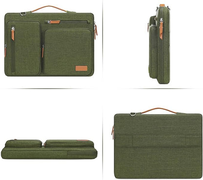 MOSISO 360 Protective Laptop Shoulder Bag,15 inch Computer Bag Compatible with MacBook Air M4 M3 M2/Pro A1990 A1707, Dell XPS Plus,Side Open Messenger Bag with 4 Zipper Pockets&Handle, Olive Green
