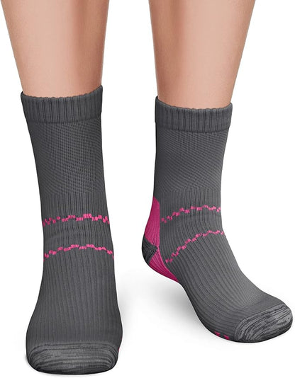 CHARMKING 6 Pairs Crew Compression Socks for Women & Men Circulation 15-20 mmHg is Best for All Day Wear Running Nurse