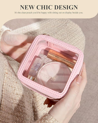 ROWNYEON Clear Makeup Case Toiletry Bag Multipurpose Travel Makeup Train Case Portable Cosmetic Organizer Transparent Storage Bag