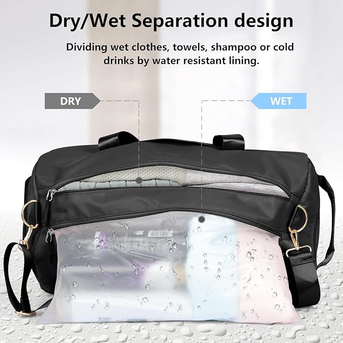 MABROUC Duffle Bag For Women, Sports Duffel Bag for Gym with Wet Pocket & Shoe Compartment, Overnight Weekender Travel Bag