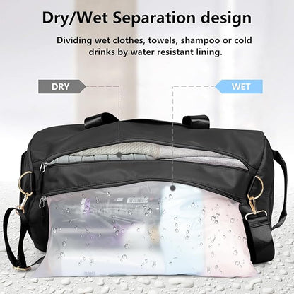 MABROUC Duffle Bag For Women, Sports Duffel Bag for Gym with Wet Pocket & Shoe Compartment, Overnight Weekender Travel Bag