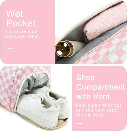 BLUBOON Duffle Bag Girls Kids Cute Gym Bag with Shoes Compartment & Wet Separation Waterproof Sports Overnight Travel Bag