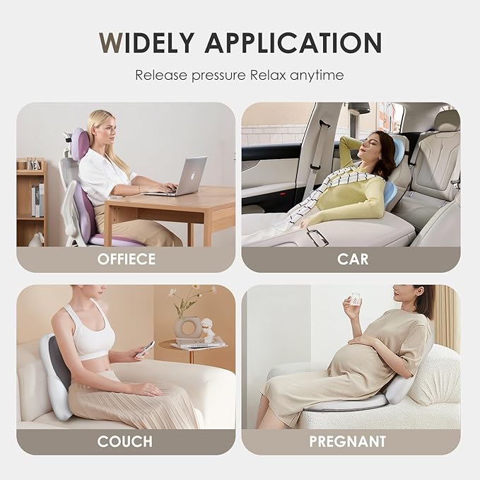 FLORICH Car Seat Cushion and Back Support for Car Ultrathick Memory Foam Office Chair Cushions with Lumbar Support Pillow for Sciatica & Back & Tailbone Pain Relief (Beige Grey)