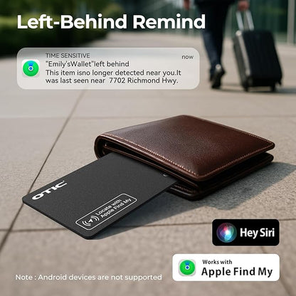OTIC Wallet Tracker Card, Ultra-Thin 1.7MM Rechargeable Finder, Works with Apple Find My (iOS Only), Item Locator for Luggage Tags, Passports, Phone, IP67 Waterproof, (2-Pack)