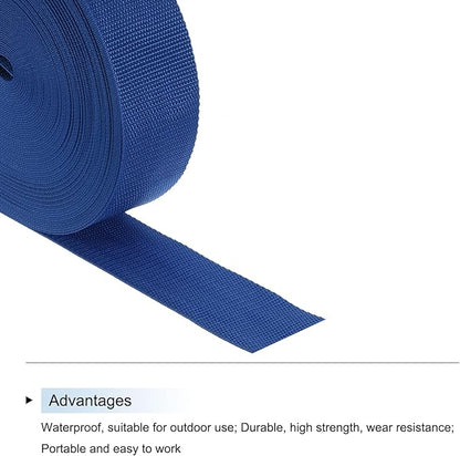 MECCANIXITY Lightweight Polypropylene Webbing Strap 2" 25 Yard Backpack Strapping Band Blue for Outdoor Luggage Cargo Straps