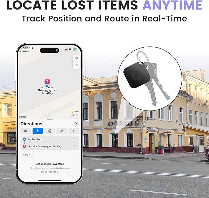 4 Pack Air Tracker Tag, Smart Bluetooth Luggage Tracker Compatible with Apple Find My APP(iOS Only), Anti-Lost Item Locator for Keys Wallet Pets and Luggage, Waterproof with Replaceable Batter