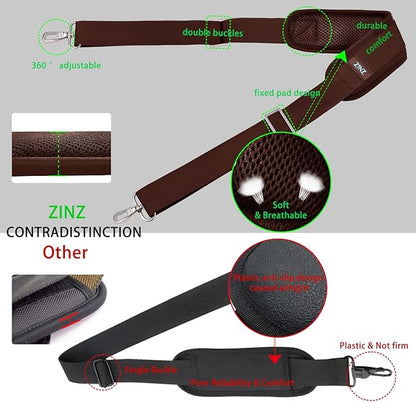 ZINZ 79 inch Shoulder Strap, Extra-thick Fixed Cushion Pad and Dual Clasps Universal Replacement Strap with Metal Swivel Hooks for Laptop Bags, Luggage Bags, Camera, Crossbody (200cm,Brown)