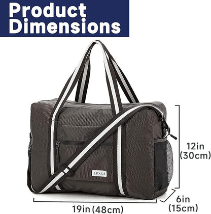 Arxus Foldable Tote Bag for Travel Expandable Lightweight Carry On Luggage 22L Packable Duffle Bag for Traveling