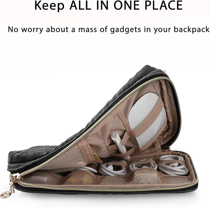 BAGSMART Electronics Organizer Case, Cord & Cable Organizer, Tech Travel Essentials, Women's Black Accessory