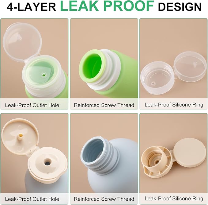 Travel Bottles for Toiletries, 25 Pack TSA Approved Travel Size Containers for Toiletries, Leak Proof Refillable & Squeezable Toiletry Bottles Kit with Clear Bag for Shampoo Lotion Cream Conditioner