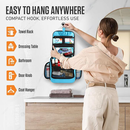 VENTURE 4TH Hanging Travel Toiletry Bag for Women & Men - Travel Organizer with Expandable Compartments & Removable Clear Pouch for Toiletries (Light Blue)