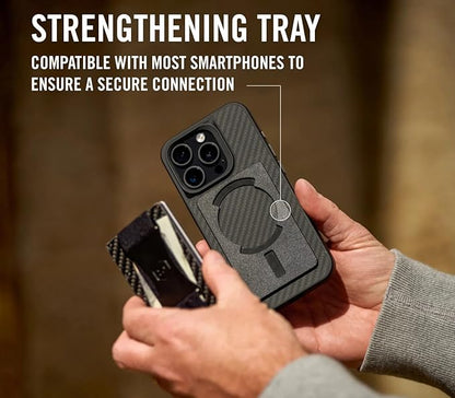 Ridge Wallets for Men Compatible with Magsafe - Slim Minimalist Compact Wallet and Card Holder, RFID Protected Front Pocket Wallets for Men with Integrated Cash Strap (Carbon Fiber 3K)