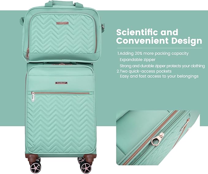 Travelhouse Luggage Set, Softside Suitcase 4-Piece (16/20/24/28), Expandable Lightweight Luggage Sets with Duffel Travel Bag,Suitcase with Double Spinner Wheels