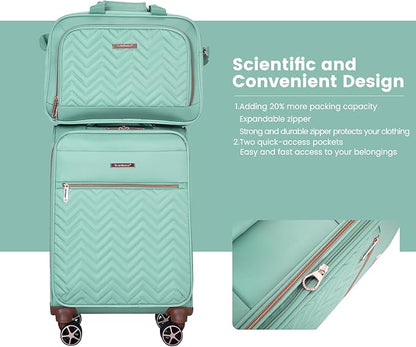 Travelhouse Luggage Set, Softside Suitcase 4-Piece (16/20/24/28), Expandable Lightweight Luggage Sets with Duffel Travel Bag,Suitcase with Double Spinner Wheels