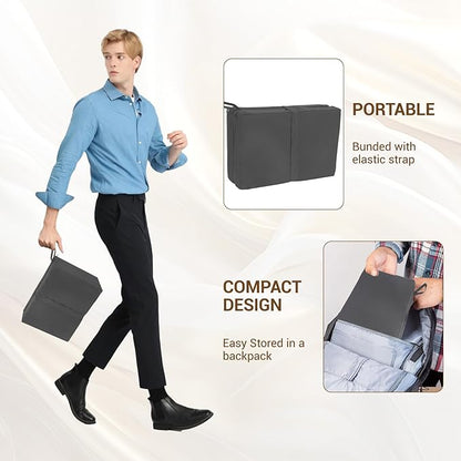 Airplane Seat Cushions 2 Pack, Stadium Seat Cushion, Travel Seat Cushion 16.8 * 13 * 2 inches with Handle, Foldable & Portable for Travel and Outdoor Use (Black)