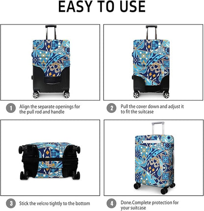 Portuguese tiles Travel Luggage Cover, Travel-Themed Suitcase Protector Stretchable, Washable Travel Suitcase Cover (XL for 29-32 Inch Luggage)