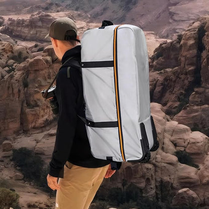 32” 1680D Oxford Foldable Duffle Bag with 2 Wheels,110L to 140L Expandable Soft Sided Rolling Travel Bag,Grey