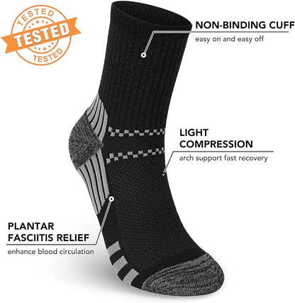 5 Pairs Copper Compression Socks for Women & Men - Ankle Plantar Fasciitis Arch Support Running Socks for Athletic