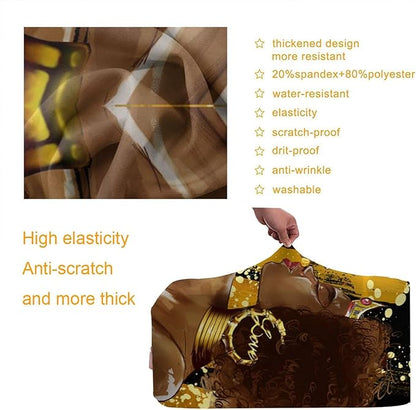 Travel Suitcase Protector African Queen And King Black Crown Elastic Protective Washable Luggage Cover With Concealed Zipper Suitable For Small