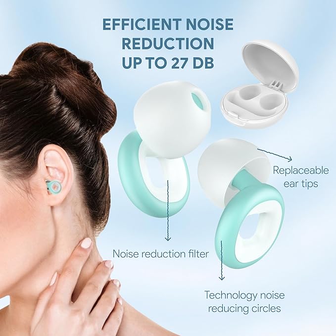 Sleep Set – Weighted Eye Mask with Removable Inserts + Soft Silicone Earplugs (White & Green) – Comfort Sleep Bundle for Travel, Relaxation & Noise Reduction