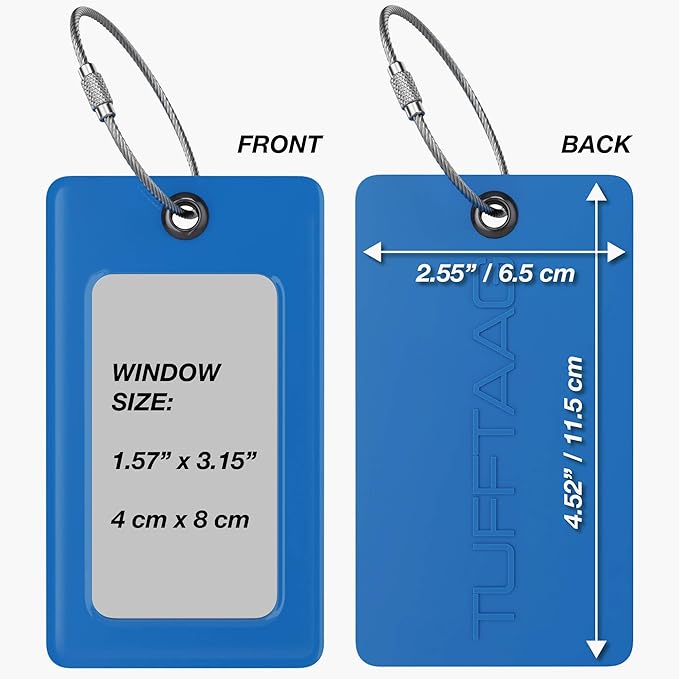 Luggage Tags Business Card Holder by TUFFTAAG - Durable Travel ID Bag Tag, Secure & Flexible, Perfect for Suitcases, Backpacks, and Carry-Ons, Easy Identification