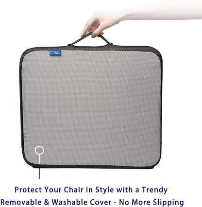 CYLEN Ifoam Gel Infused Memory Foam Layer Wheelchair Cushion - Seat Cushion for Wheelchair-Office Chair, Kitchen Chair, Car Seats-Pressure Sore and Tailbone Pain Relief-High Dense Polyfoam Base(Black)