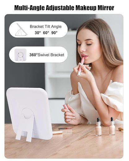 Relavel Travel Makeup Bag With LED Mirror for Women, Cosmetic Organizer Bag with Adjustable Brightness in 3 Color Scenarios, Detachable Dividers, Waterproof Train Case for Daily - Dark Blue FLowers