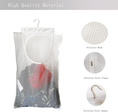 Hanging Mesh Laundry Hamper (30in*20in*2in) Large Dirty Clothes Bag, Can Be Used Behind The Door & Closet & Caravan& Bathroom (White)