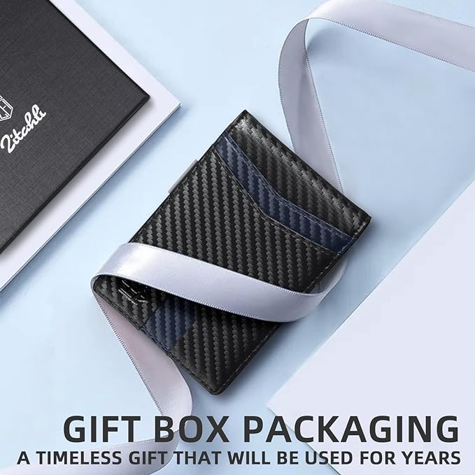 Zitahli Money Clip Wallets for Men,Slim Bifold Wallet 10-12 Cards, Mens Leather Wallet with ID Window,RFID Blocking Thin Minimalist Credit Card Holder,Gifts for Him