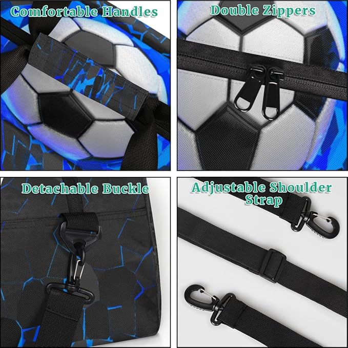 Personalized Kids Duffel Bag for Girls Boys Traveling Soccer Wall Theme Small Sport Gym Bag Custom Overnight Weekender Tote Bag Carry on Teen Dance Bag for Gymnastic Ballet