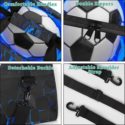 Personalized Kids Duffel Bag for Girls Boys Traveling Soccer Wall Theme Small Sport Gym Bag Custom Overnight Weekender Tote Bag Carry on Teen Dance Bag for Gymnastic Ballet