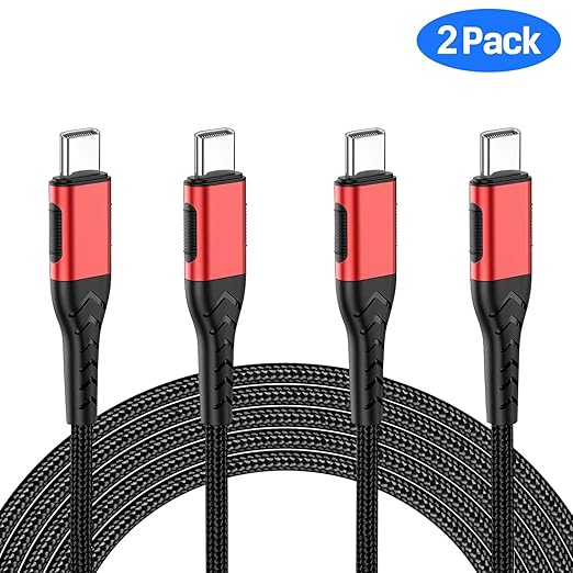 Durcord 2Pack 10ft USB C to USB C Cable, 100W Fast Charging, Compatible with iPhone 15 Pro/Plus/Max, Android/Phone/Pad, Red