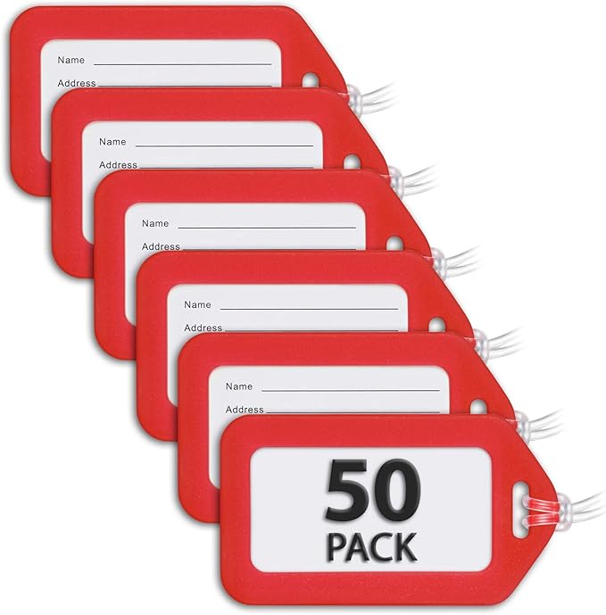 Mifflin-USA - Luggage Tags - Red, 50 PK - Bag Tag for Baggage - Suitcase Accessory Bulk