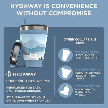 HYDAWAY 16oz Collapsible Tumbler - BPA-Free, Reusable Silicone Cup with Lid & Insulating Sleeve - Perfect for Coffee, Travel, and Everyday Use