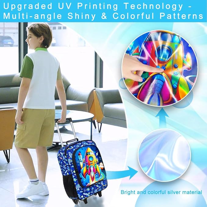 KLFVB Kids Luggage for Boys Girls, Cute Rolling Wheels Suitcase for Toddler, Children Travel Carry on Suitcase