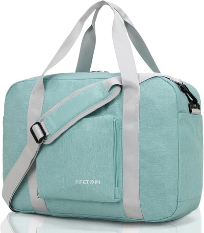 For Spirit Airlines Personal Item Bag 17.7x12.6x6.3 Foldable Travel Duffel Bag Underseat Carry-on Luggage for Women and men 25L(Mint Green)