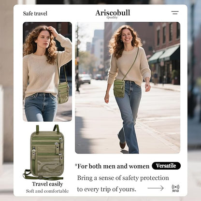 Neck Wallet - Rfid Wallet Women - passport holder for travel - Travel Wallet Passport Holder For Travel Women - 10.3x6.8inch (Sapphire Green)