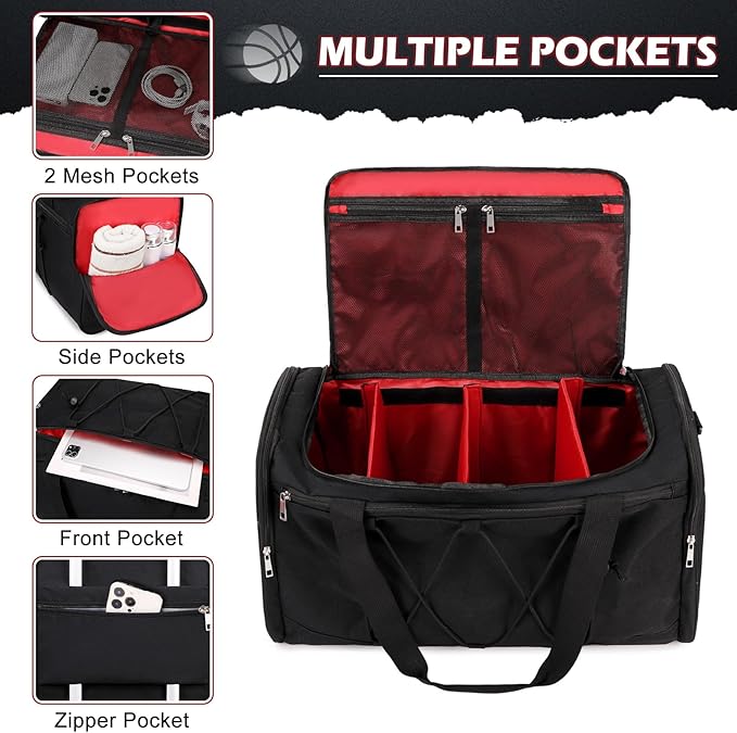 Sneaker Bag for Travel, Outdoor Sports Gym Bag Shoe Bag for 4 Pairs of Sneakers up to Size 14, Travel Duffel Bag with 3 Adjustable Dividers & Shoulder Strap, Sneakerhead Gift