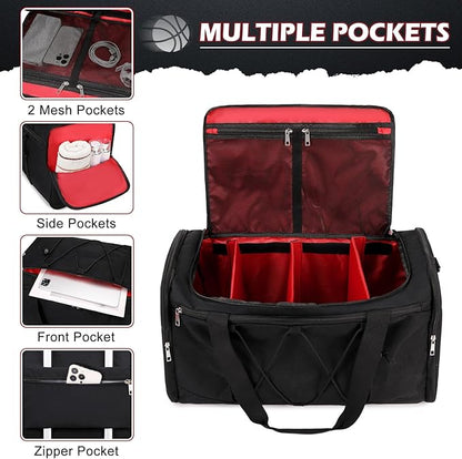 Sneaker Bag for Travel, Outdoor Sports Gym Bag Shoe Bag for 4 Pairs of Sneakers up to Size 14, Travel Duffel Bag with 3 Adjustable Dividers & Shoulder Strap, Sneakerhead Gift