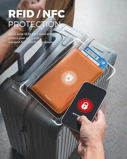 VULKIT Passport Holder Wallet RFID Blocking Travel Wallet for Men & Women
